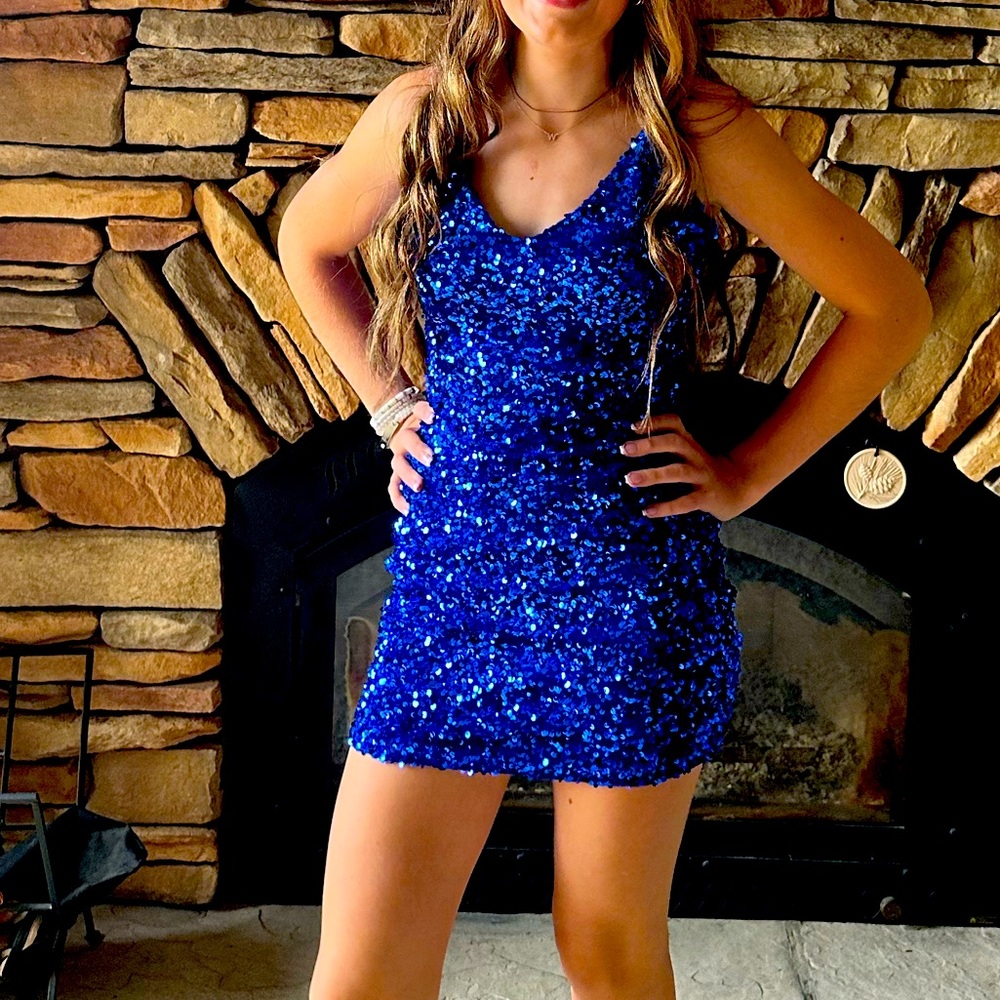 Sparkling Blue Sequin Dress